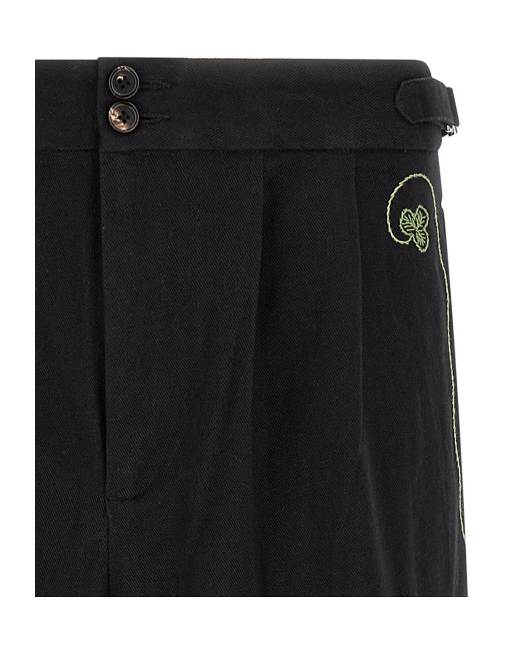 Bode Black Lucky Draw Cropped Casual Pants for men