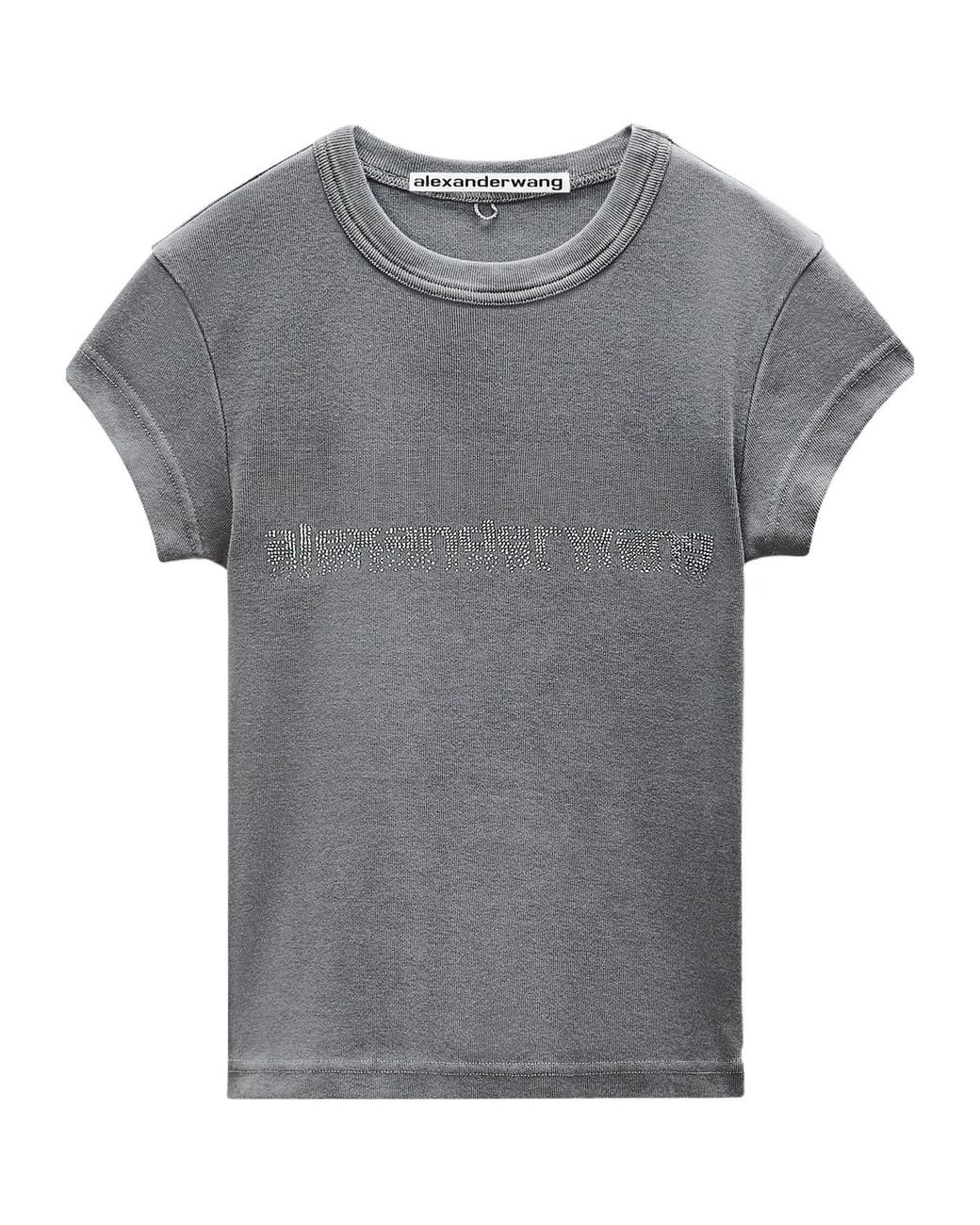 Alexander Wang Gray Logo-Embellished Crewneck T-Shirt