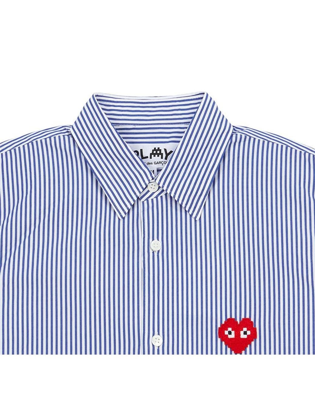 COMME DES GARÇONS PLAY Blue Lapel Long Sleeve Shirt for men