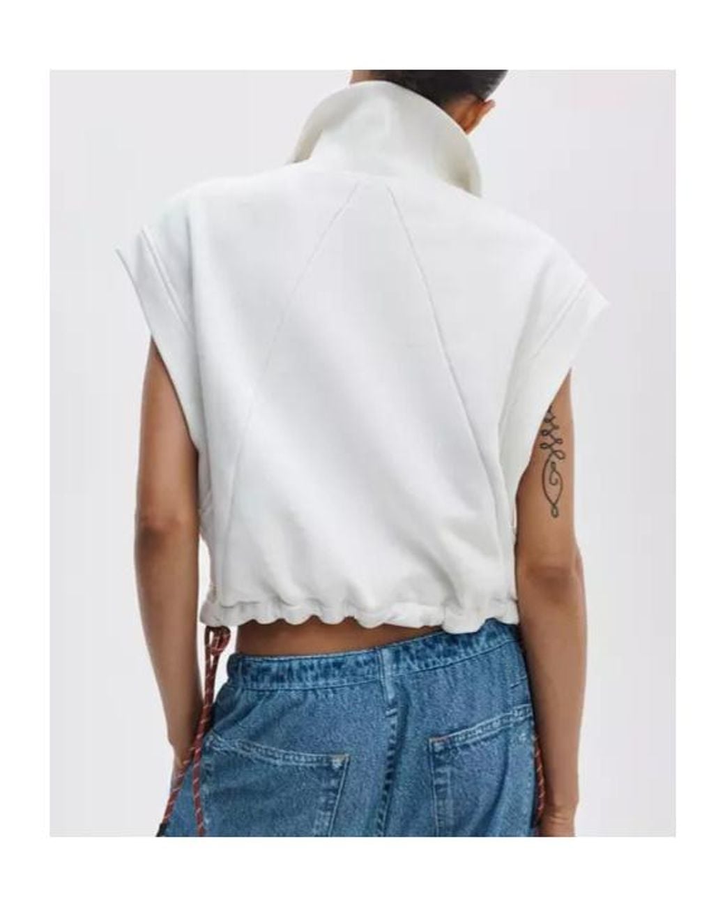 Rag & Bone White Vintage Terry Half-Zip Muscle Tee