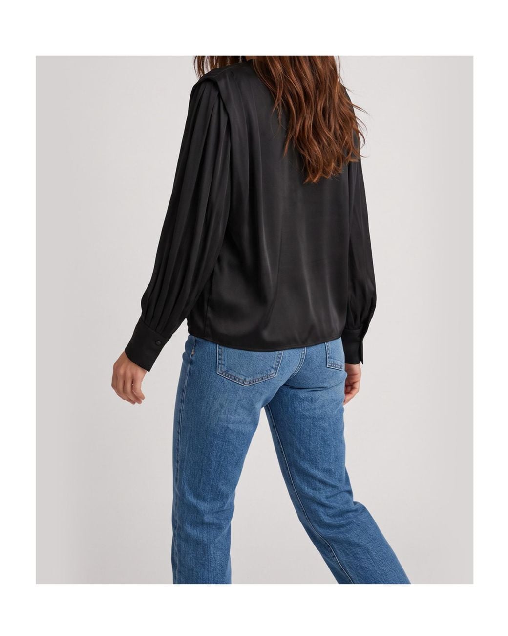 Ba&sh Black Cadie Pleated Long-Sleeve Top