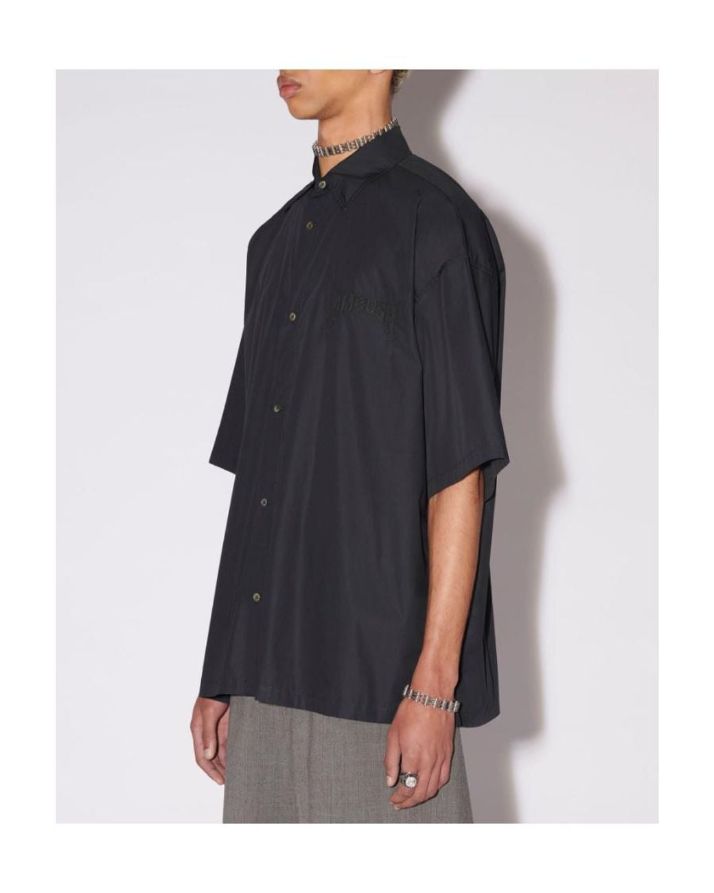 Ambush Blue Logo-Patch Buttoned Shirt for men
