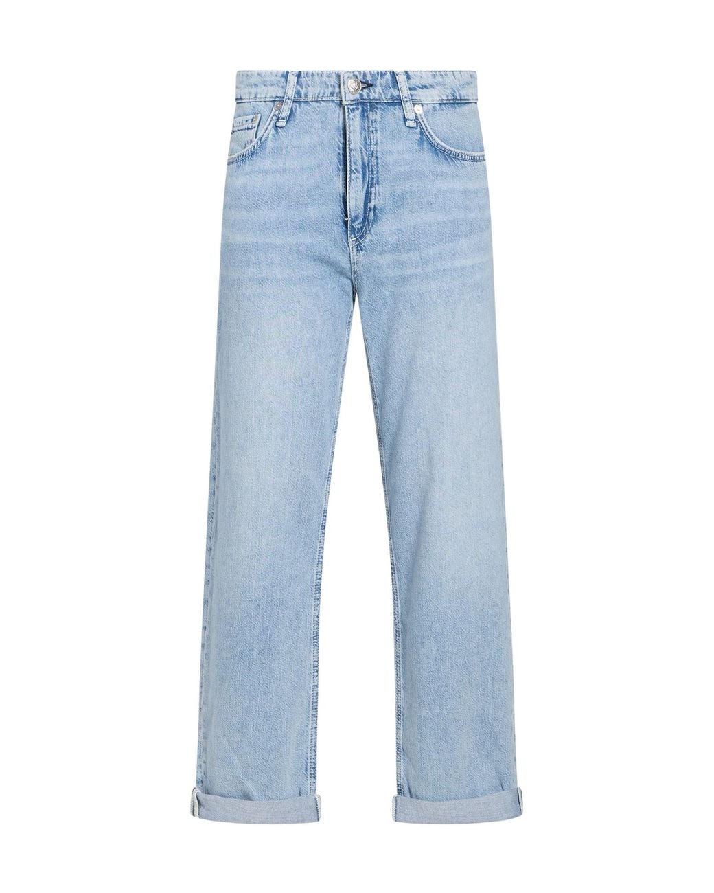 Rag & Bone Blue Solid Color Straight-Leg Trousers