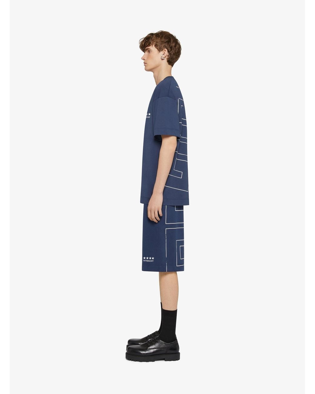 Givenchy Blue Logo Printed Crewneck T-Shirt for men