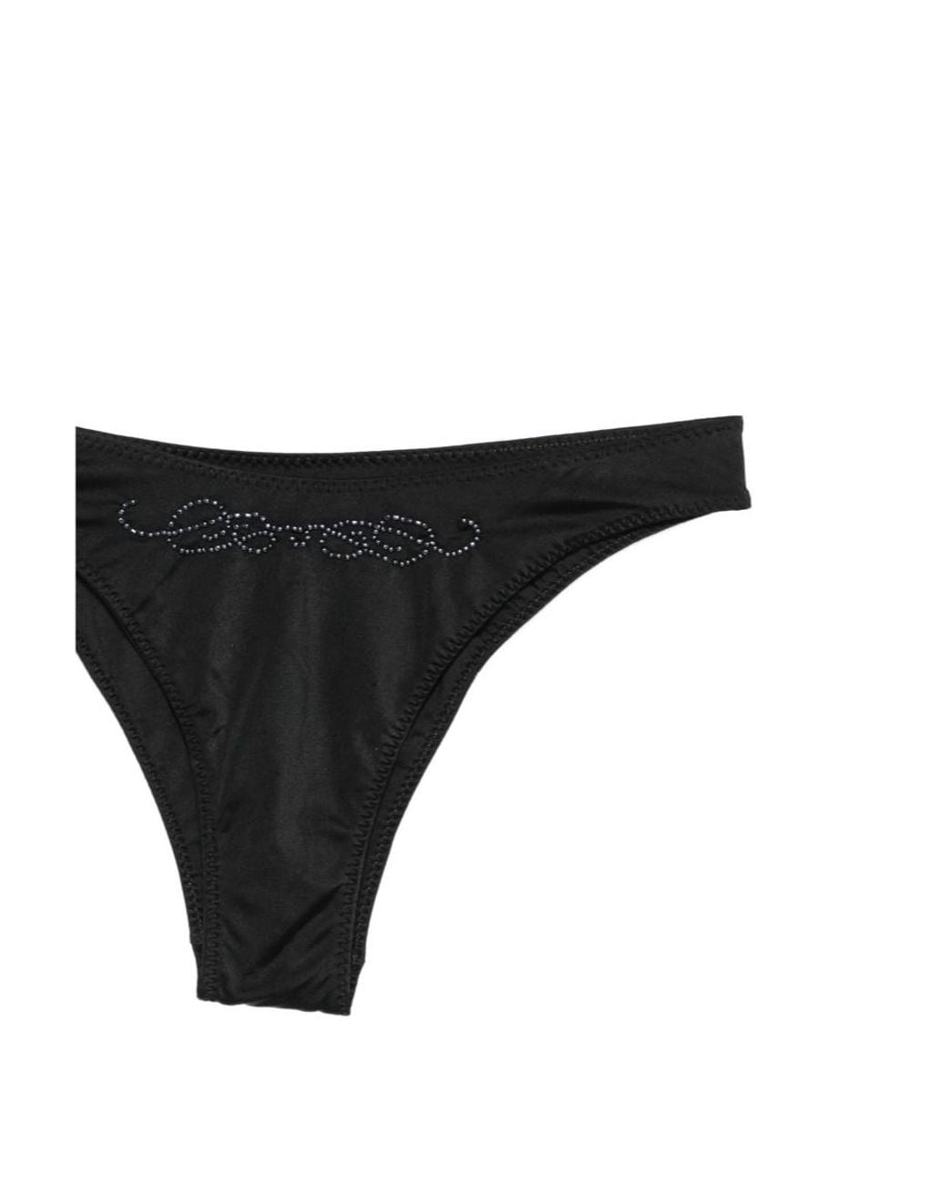Frankie's Bikinis Black Beaded-Logo Swim Trunks