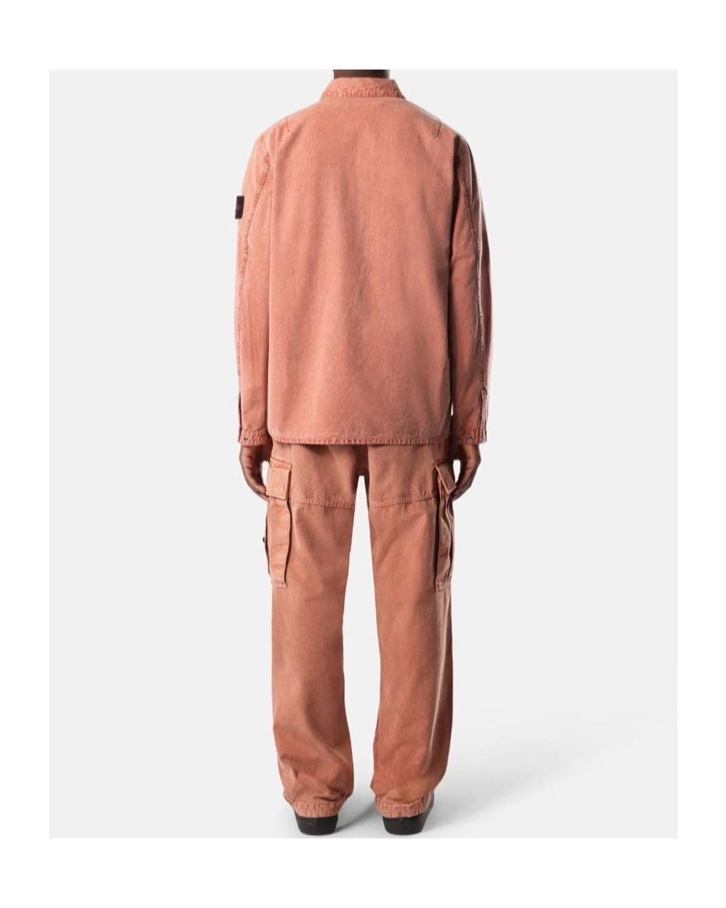 Stone Island Orange Comfort-Fit Snap-Front Overshirt With Chest Pocket for men
