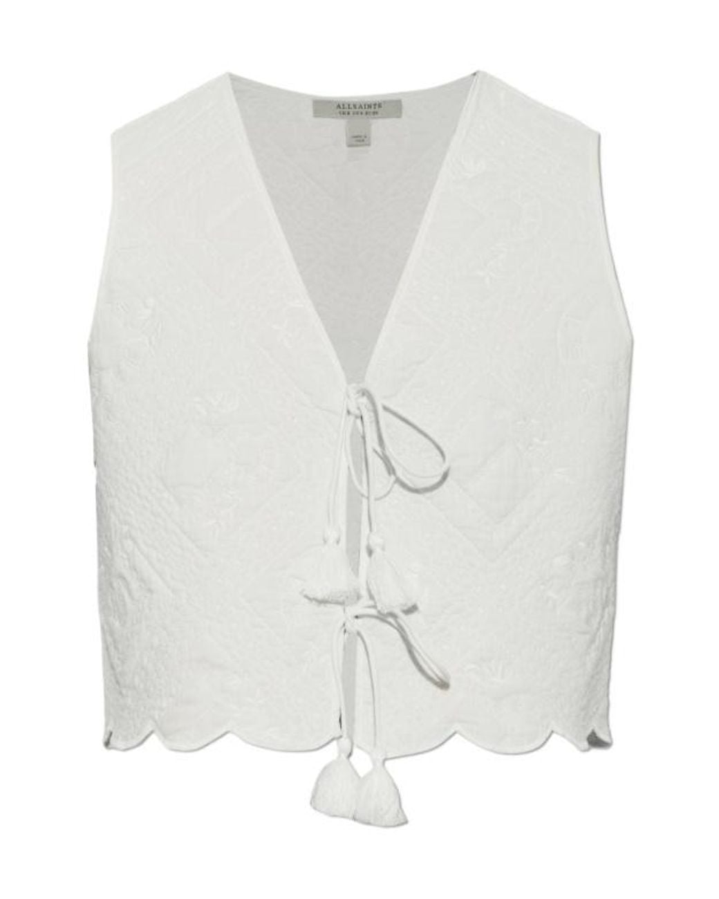AllSaints White V-Neck Vest