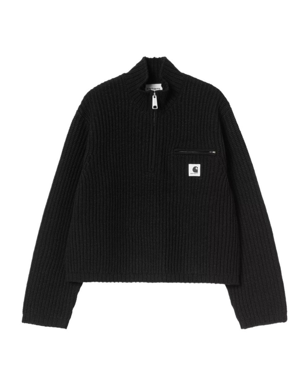 Carhartt Black W' Detroit Half-Zip Ribbed Knit Sweater