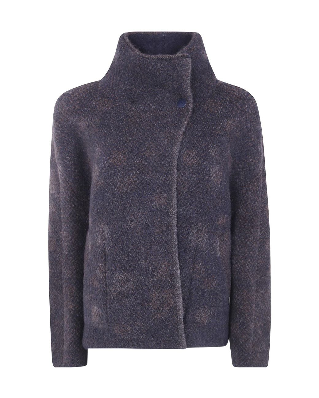 Boboutic Blue High-Neck Textured Jacket
