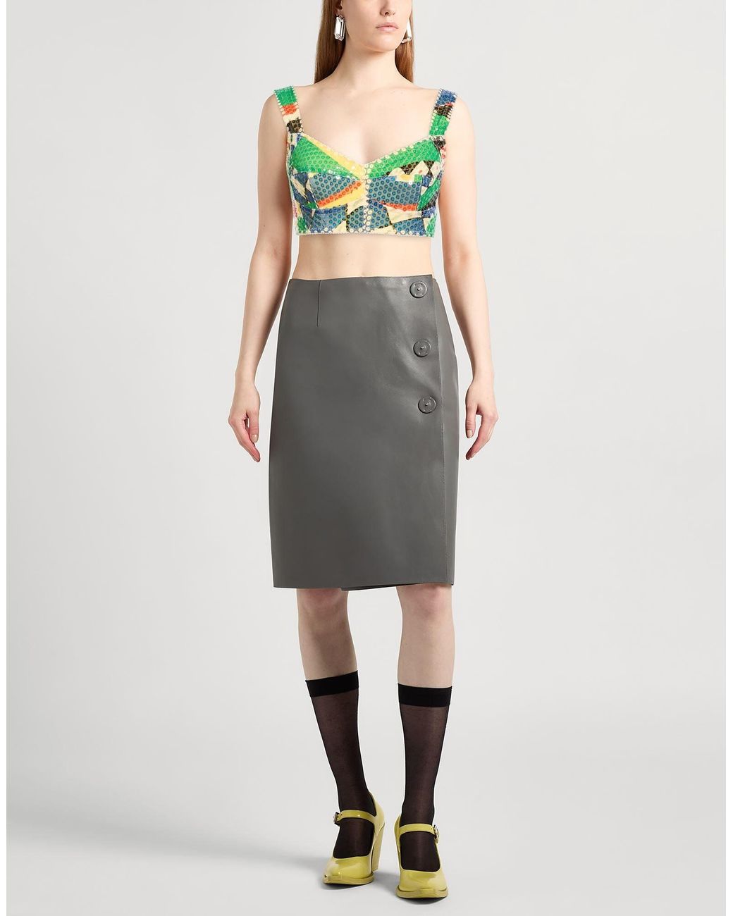 Dolce & Gabbana Green Sleeveless Sequin Crop Top