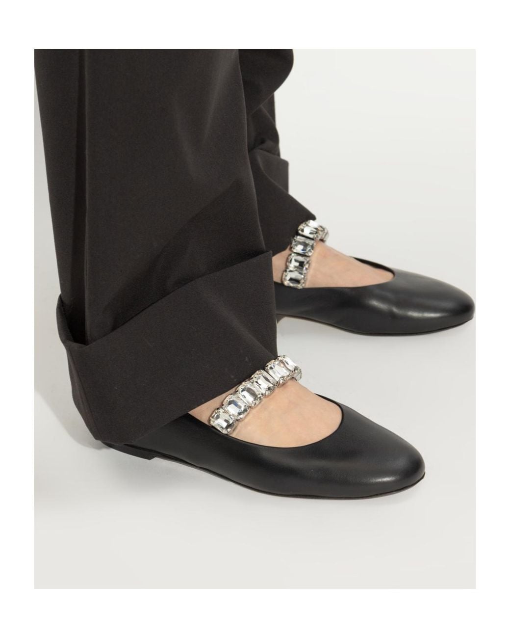 Casadei Black Embellished Ballet Flat Shoes