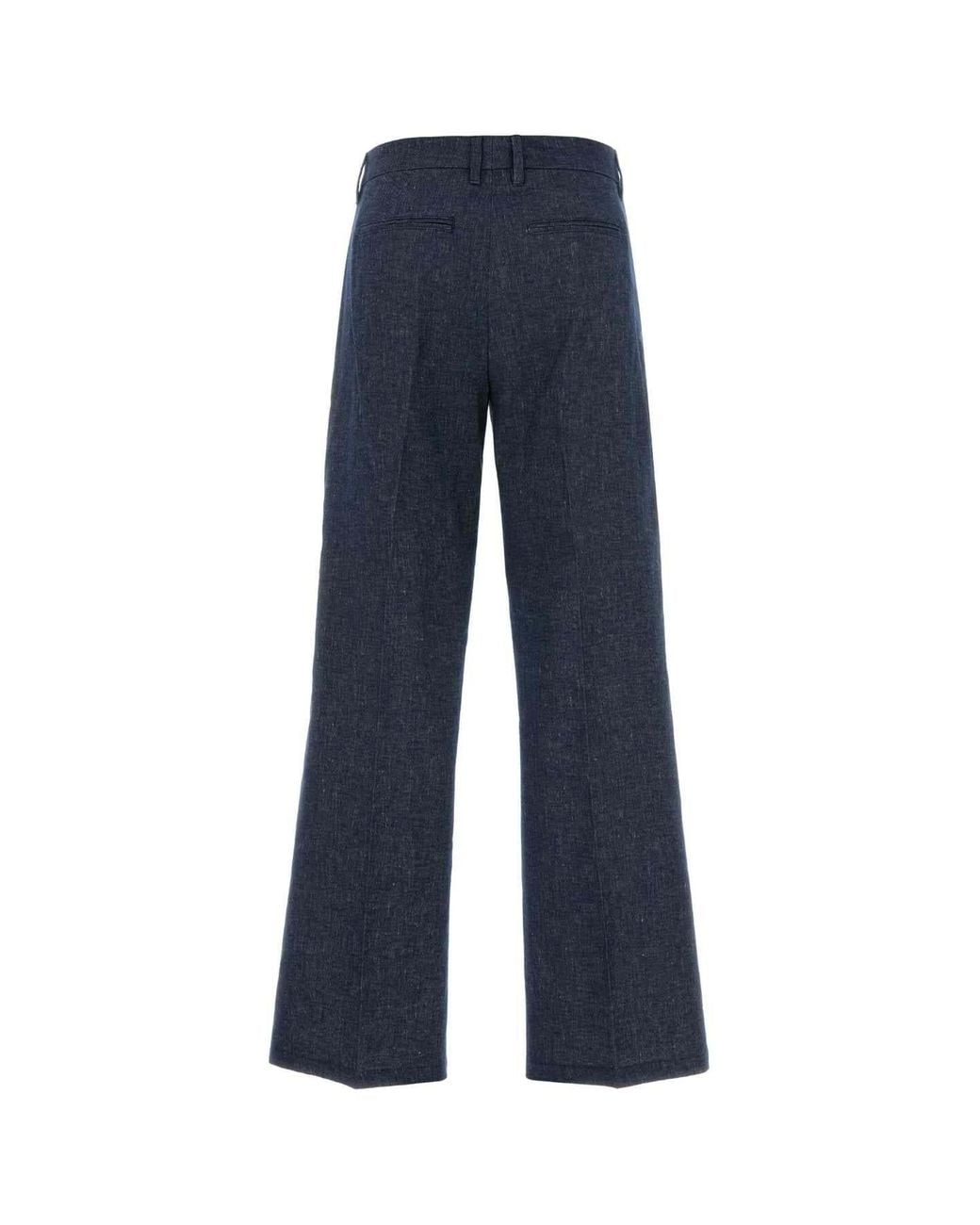 Max Mara Blue 'S Abete Pleated Straight Leg Pants
