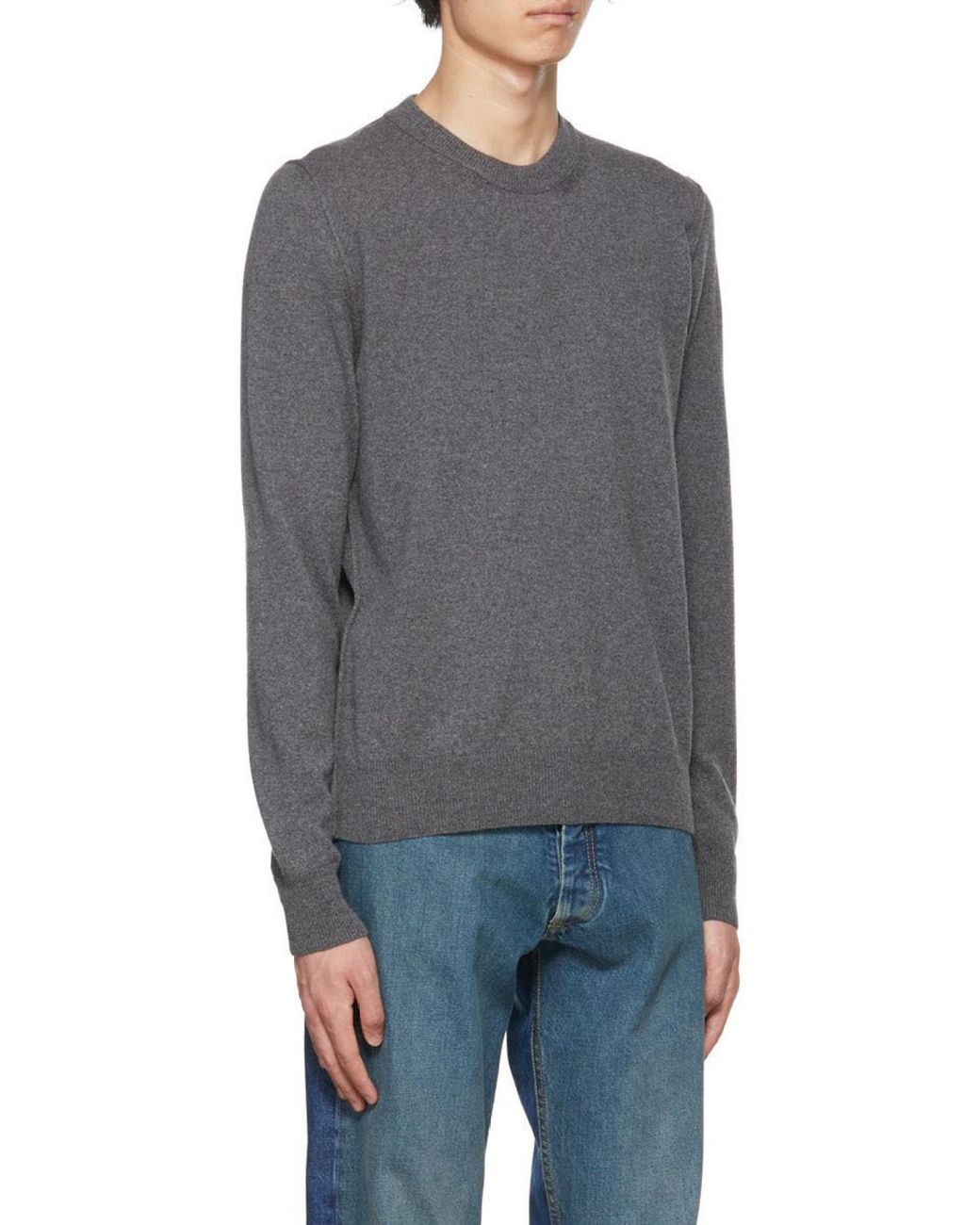 Maison Margiela Gray Signature Four-Stitch Crewneck Jumper for men
