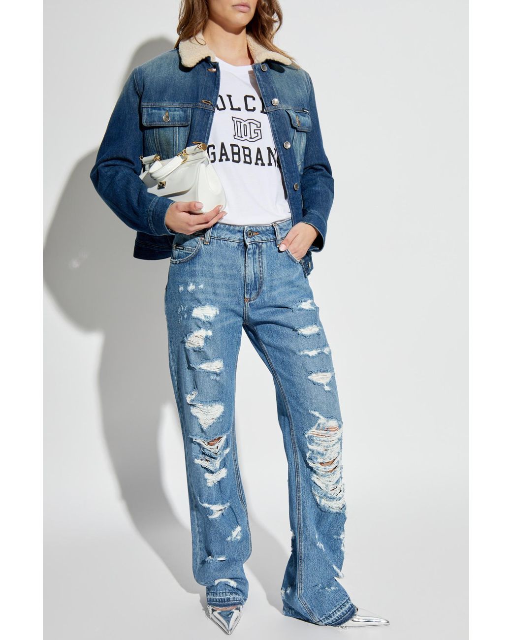 Dolce & Gabbana Blue Logo Plaque Denim Jacket