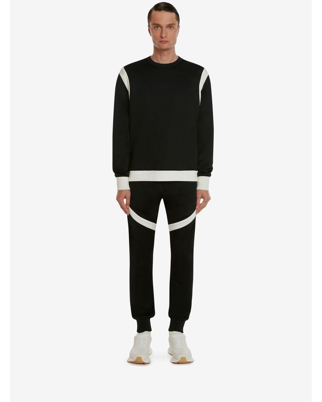 McQueen Black Two-Tone Panelled Track Pants for men