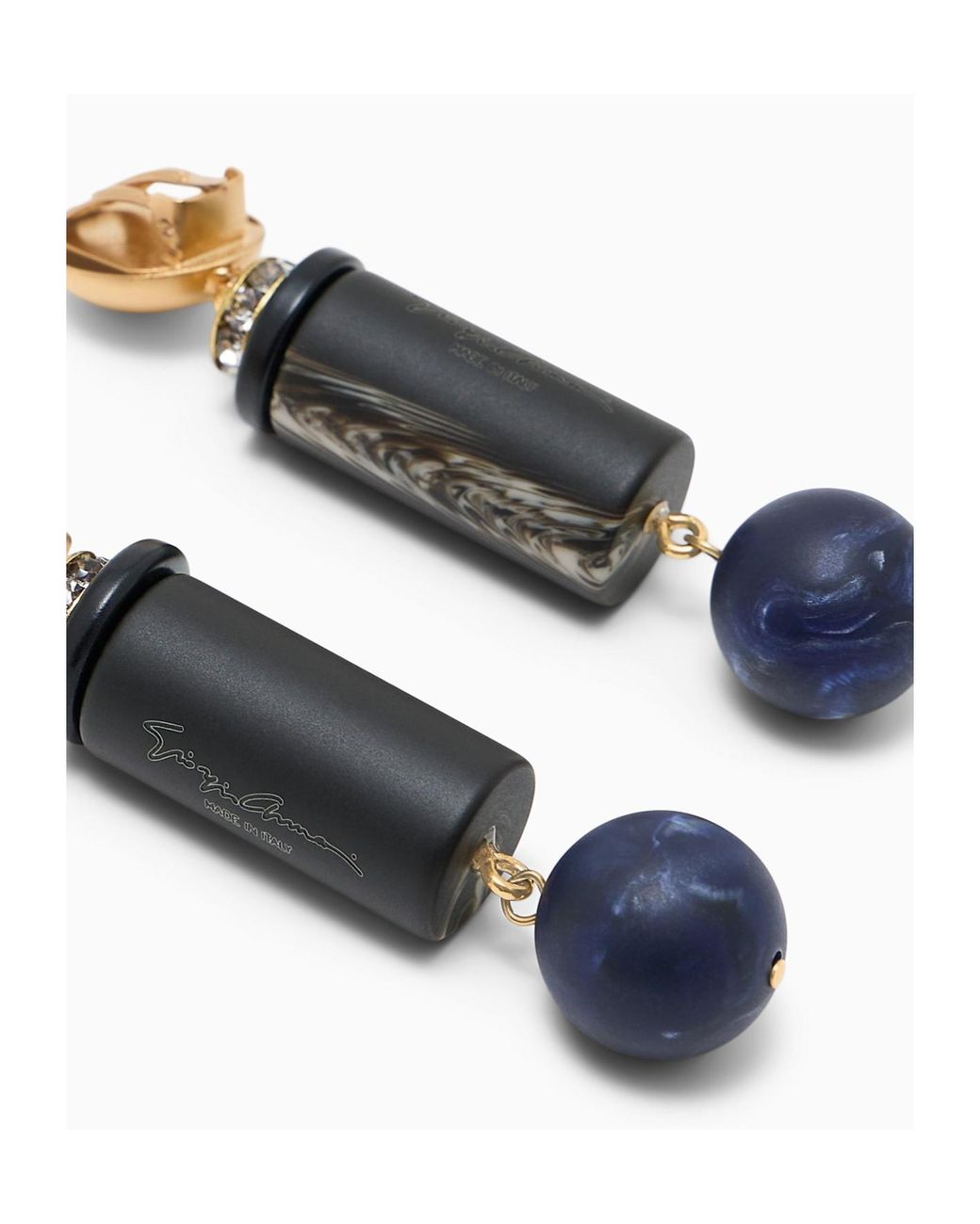 Giorgio Armani Black Geometric Drop Earrings