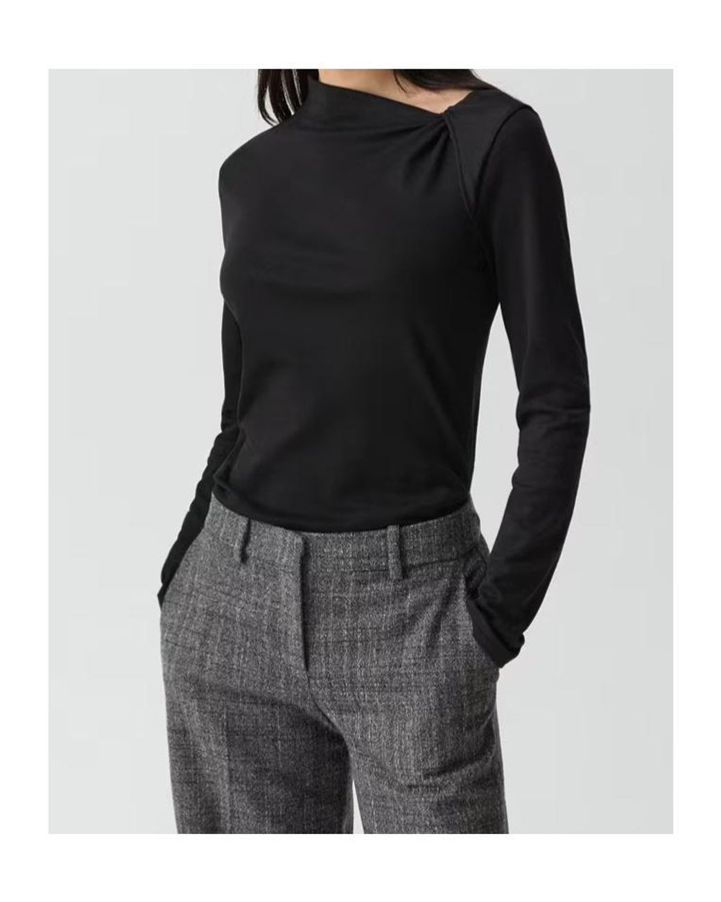 Theory Black Jersey Twist Neck Top