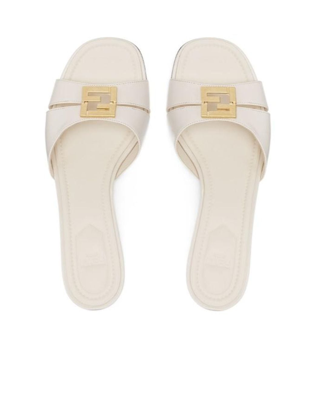 Fendi Natural Ffold Logo Plaque Sandals