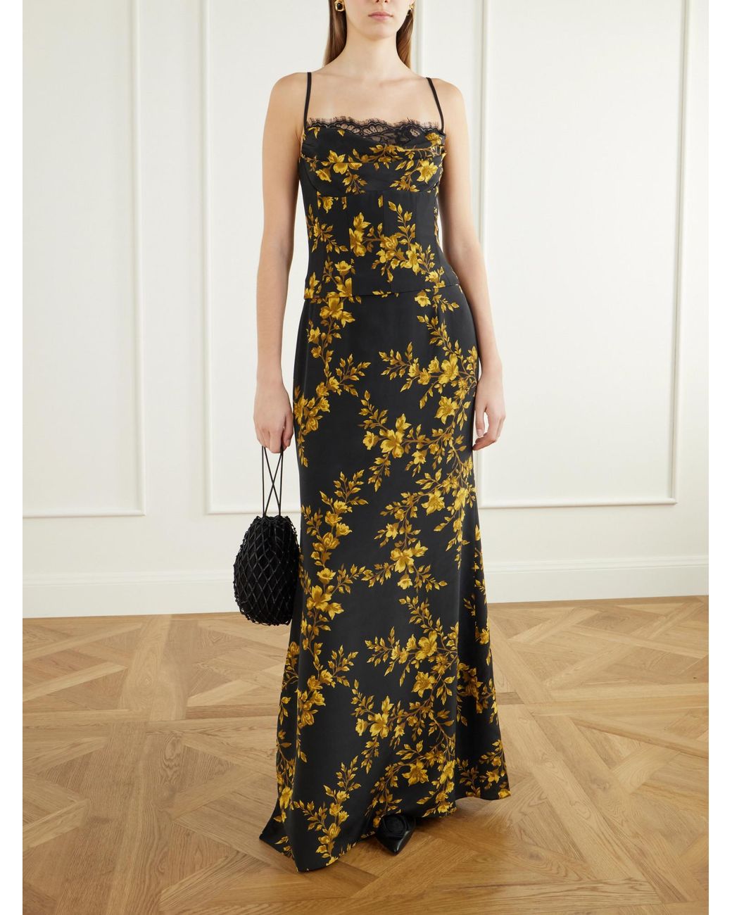 Rebecca Vallance Multicolor Floral-Print Silk-Crepe De Chine Gown