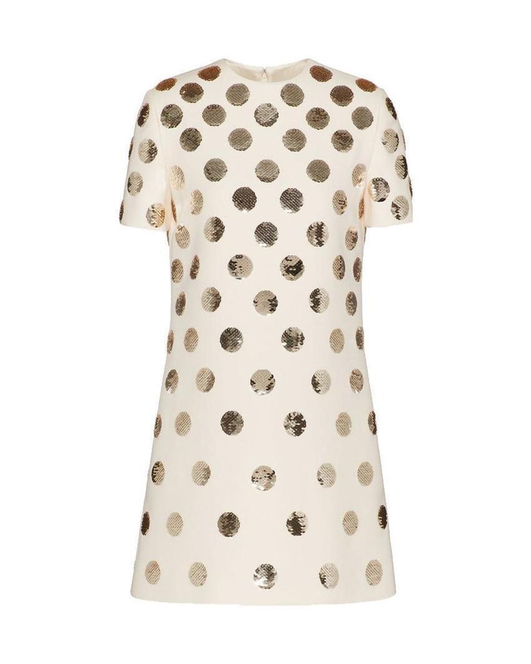 Valentino Natural Tang Yan's Same Polka Dot Sequin Embroidery Dress