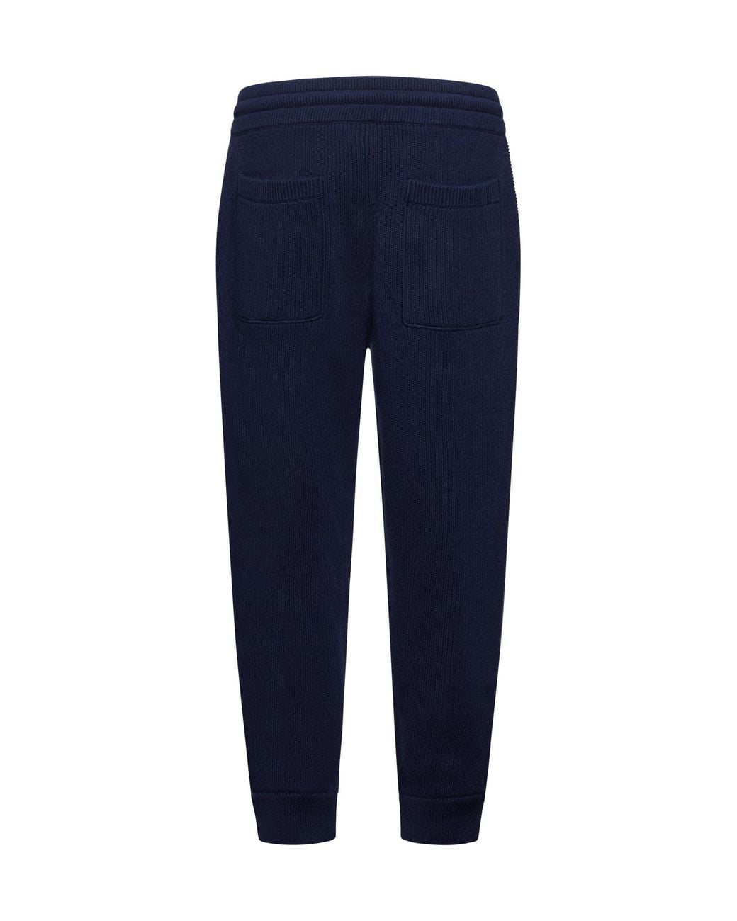 Brunello Cucinelli Blue Ribbed Knit Drawstring Joggers for men