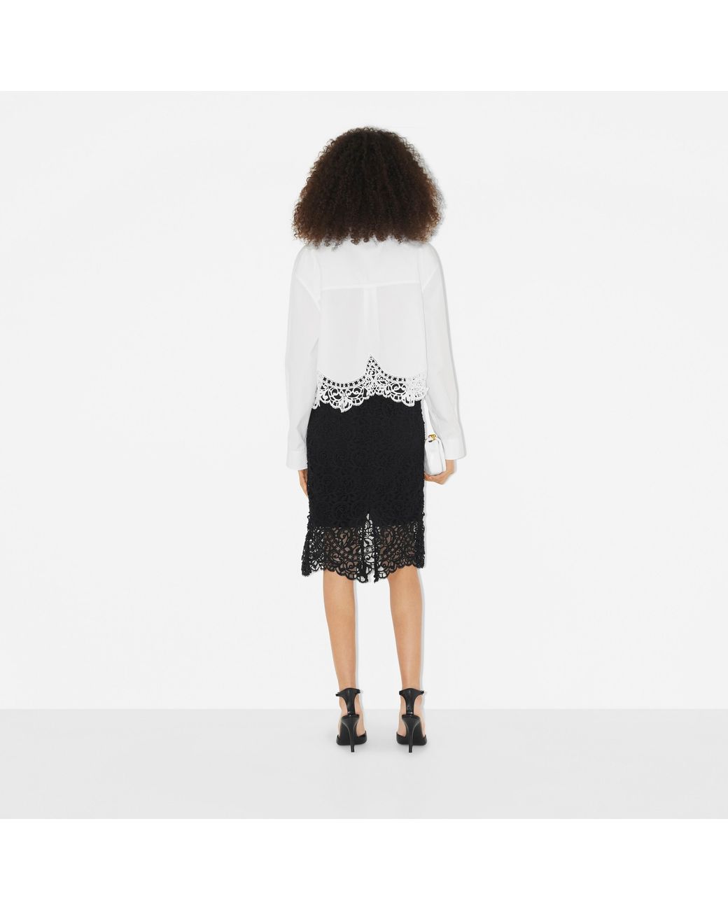 Burberry Black Lace-Detailed Knitted Pencil Skirt