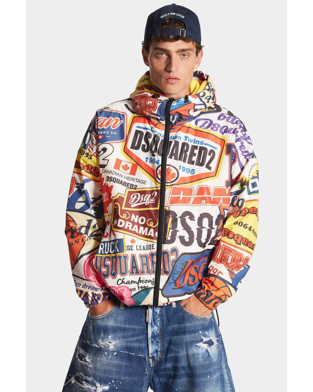 DSquared² White Logomania Patterned Windbreaker for men