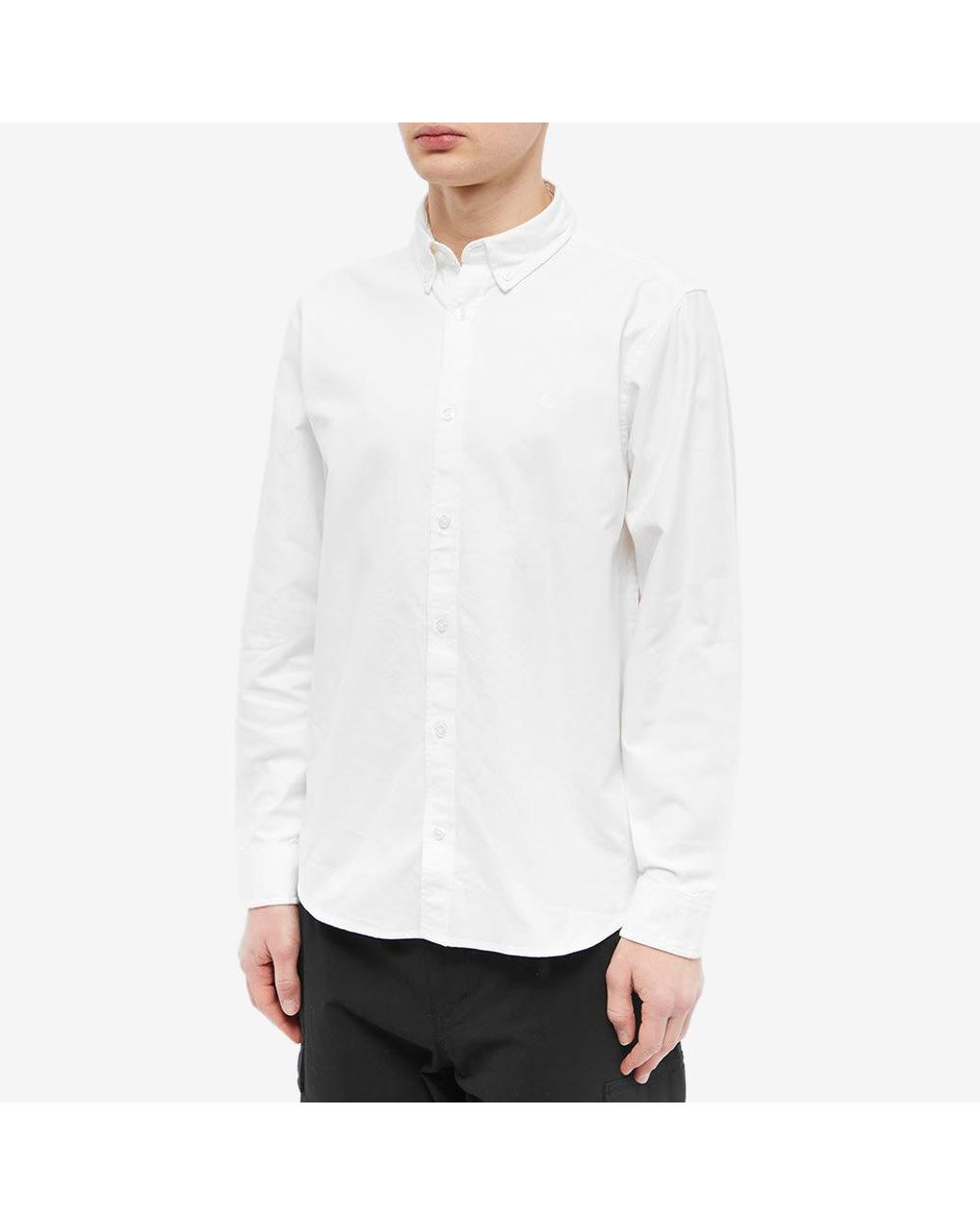 Carhartt White Buttoned Long-Sleeved Shirt for men