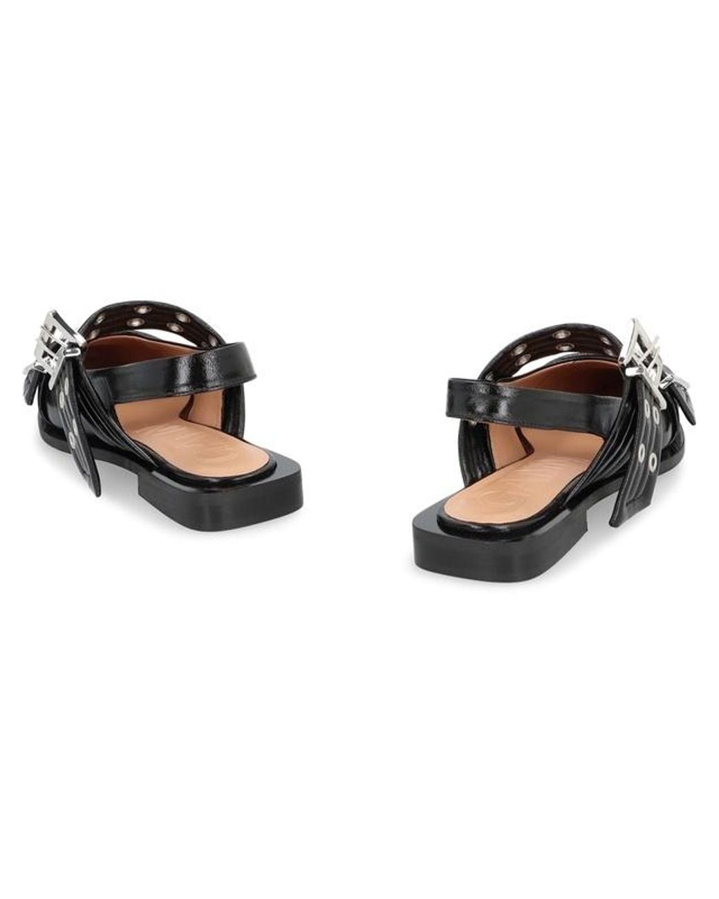 Ganni Black Open-Toe Flat Sandals