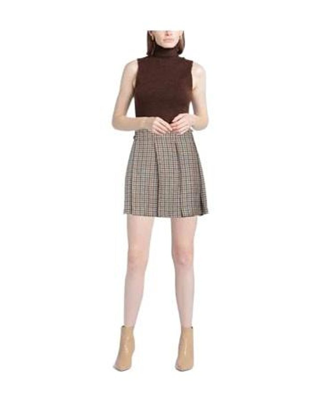 Brunello Cucinelli Gray Checkered Skirt