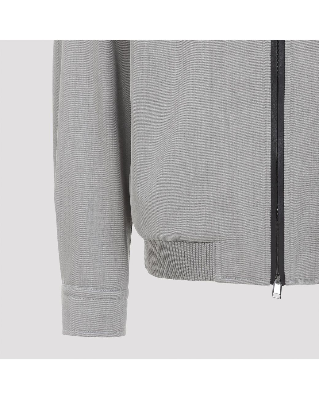 Brioni Gray Zip-Up Blouson Jacket for men