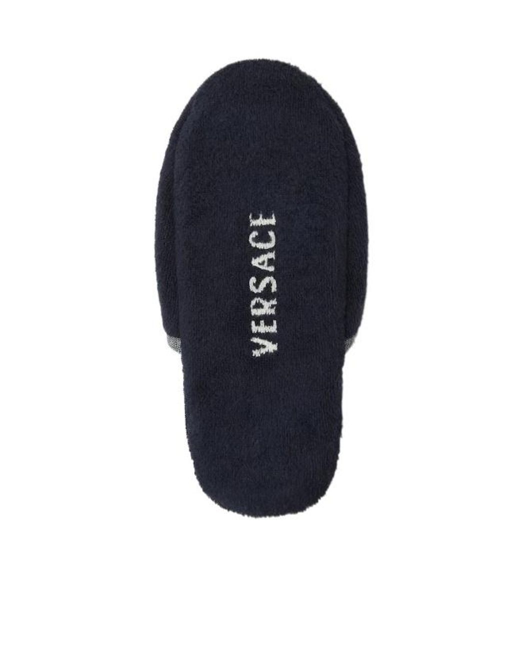 Versace Blue Cotton-Terry Jacquard Slippers for men
