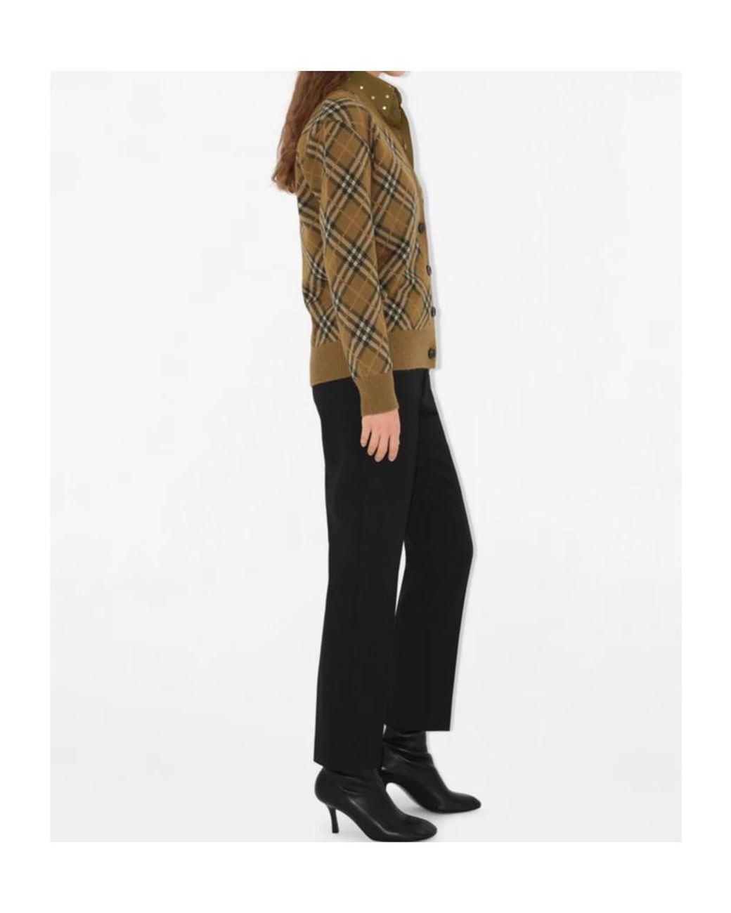 Burberry Green Checked Knitted Cardigan