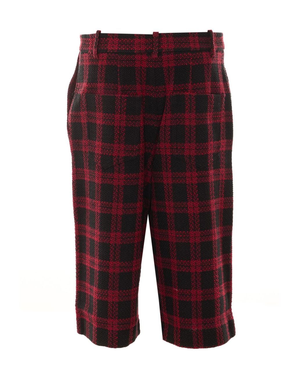 Pinko Red Check-Pattern Knee-Length Shorts