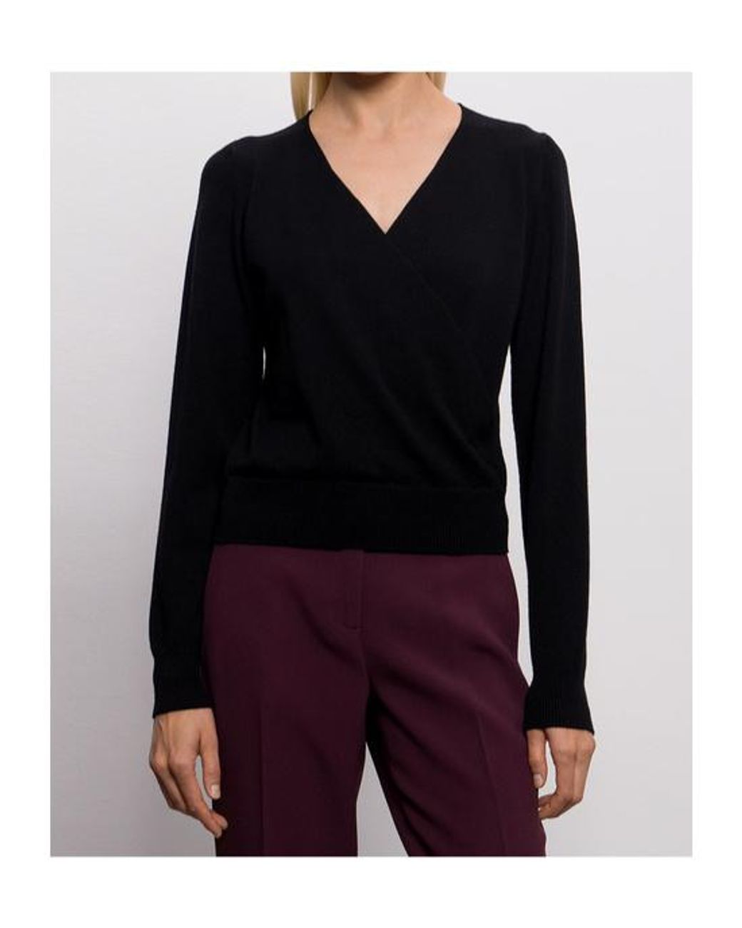 Twinset Blue Wrap V-Neck Knitted Sweater