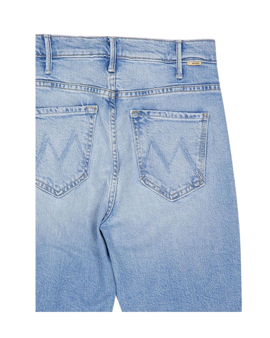 Mother Blue The Hustler Frayed-Hem Jeans