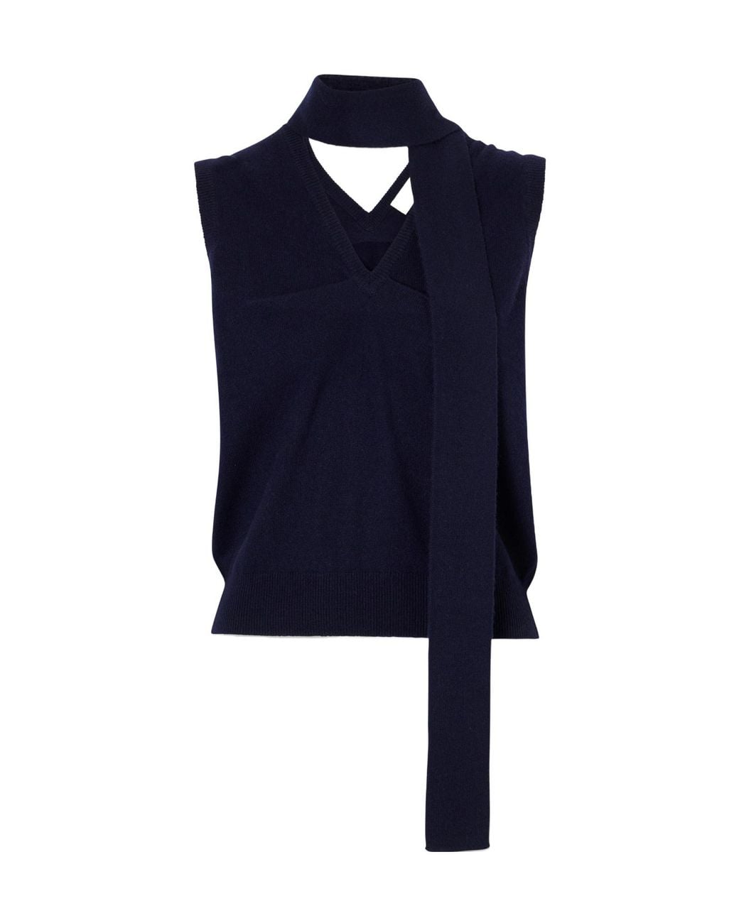 Lisa Yang Blue Tie-Detailed Knitted Cashmere Sweater Vest