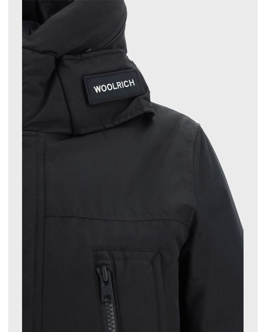 Woolrich Black Hooded Padded Coat for men