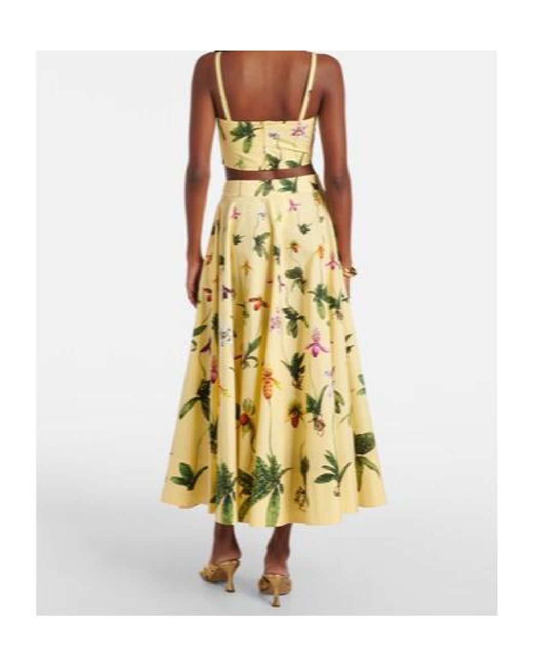 Oscar de la Renta Metallic Floral Cotton-Blend Poplin Crop Top