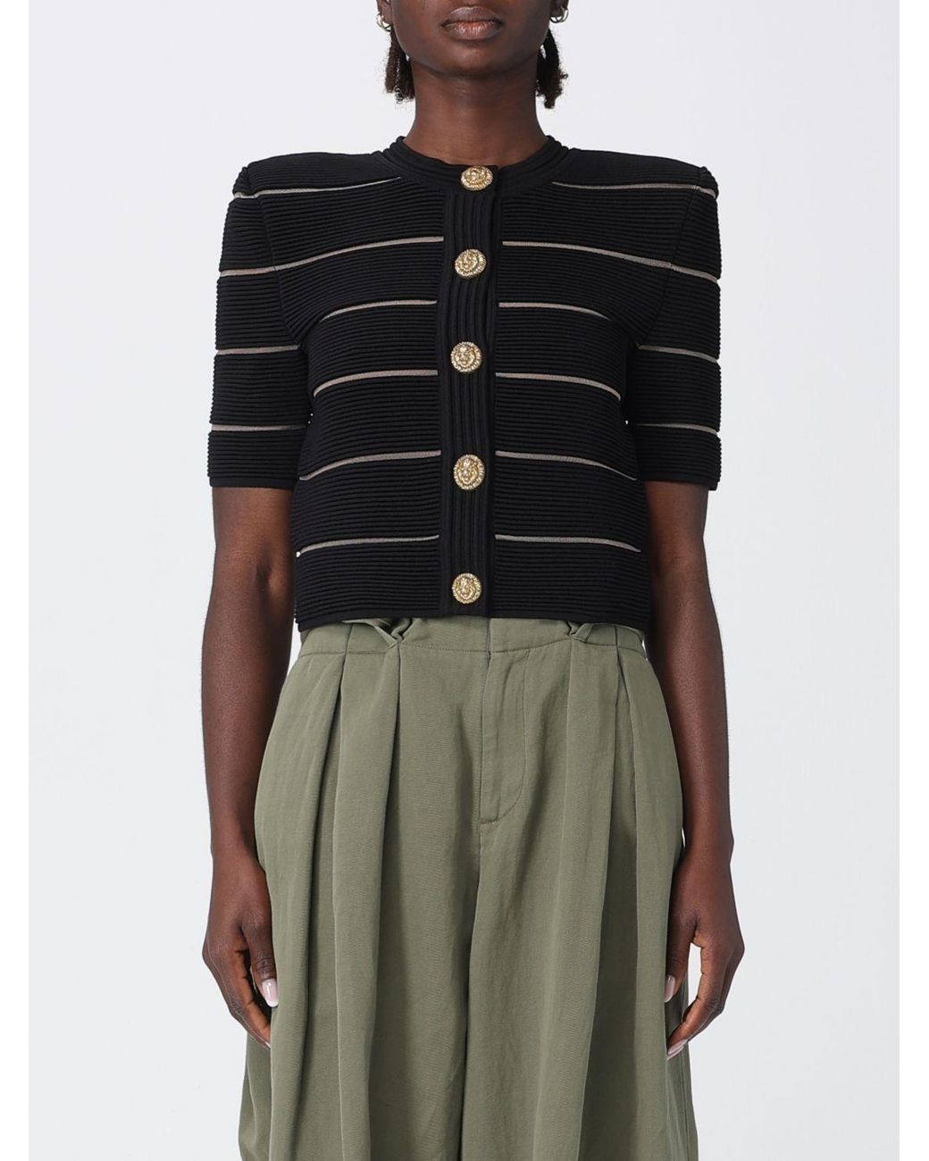 Balmain Black Cropped Cardigan