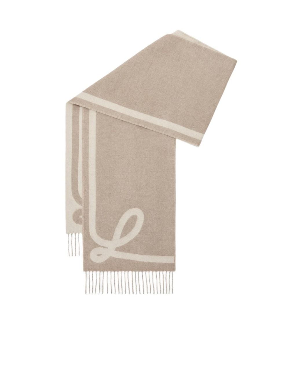 Loewe White Fringed Edge Scarf
