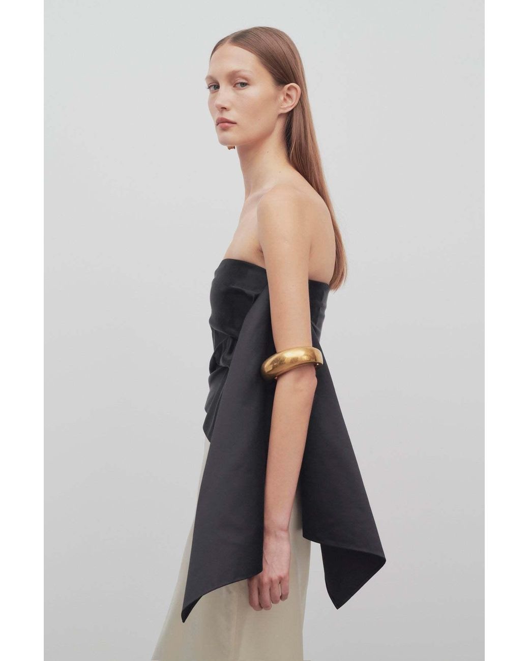 The Row Black Draped Asymmetrical Top