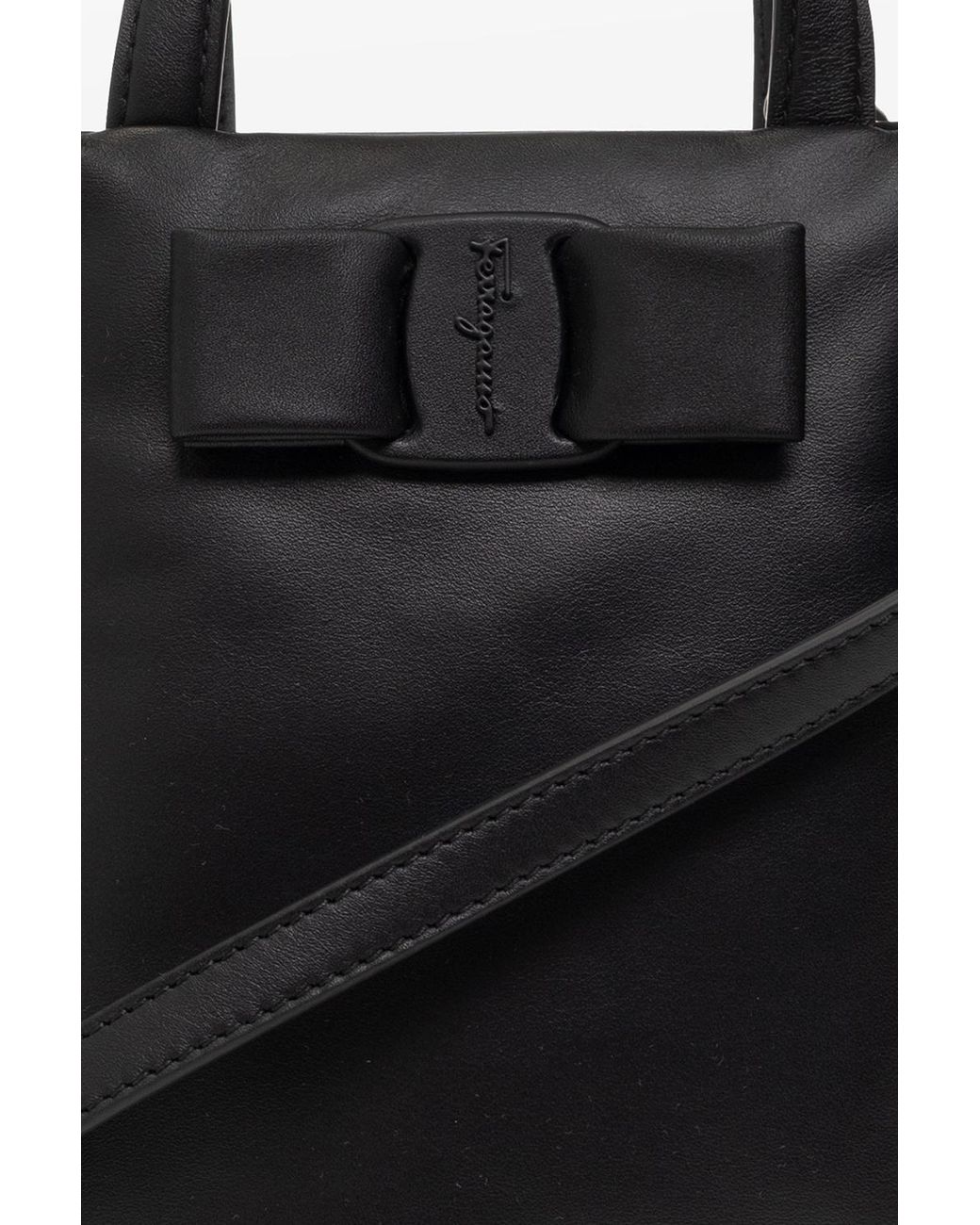 Ferragamo Black Buckle-Detail Leather Tote Bag
