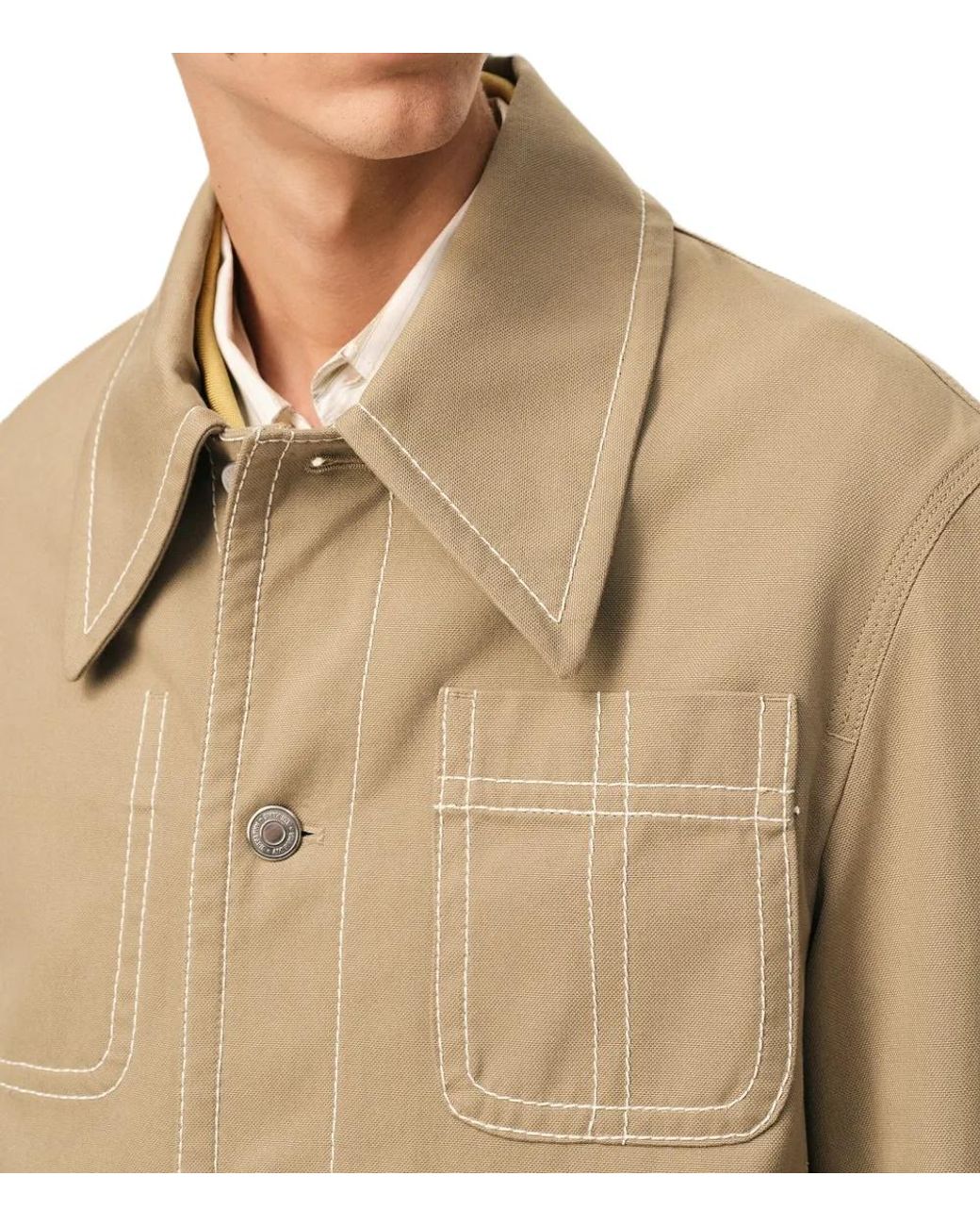 AMI Natural Buttoned Worker Jacket for men