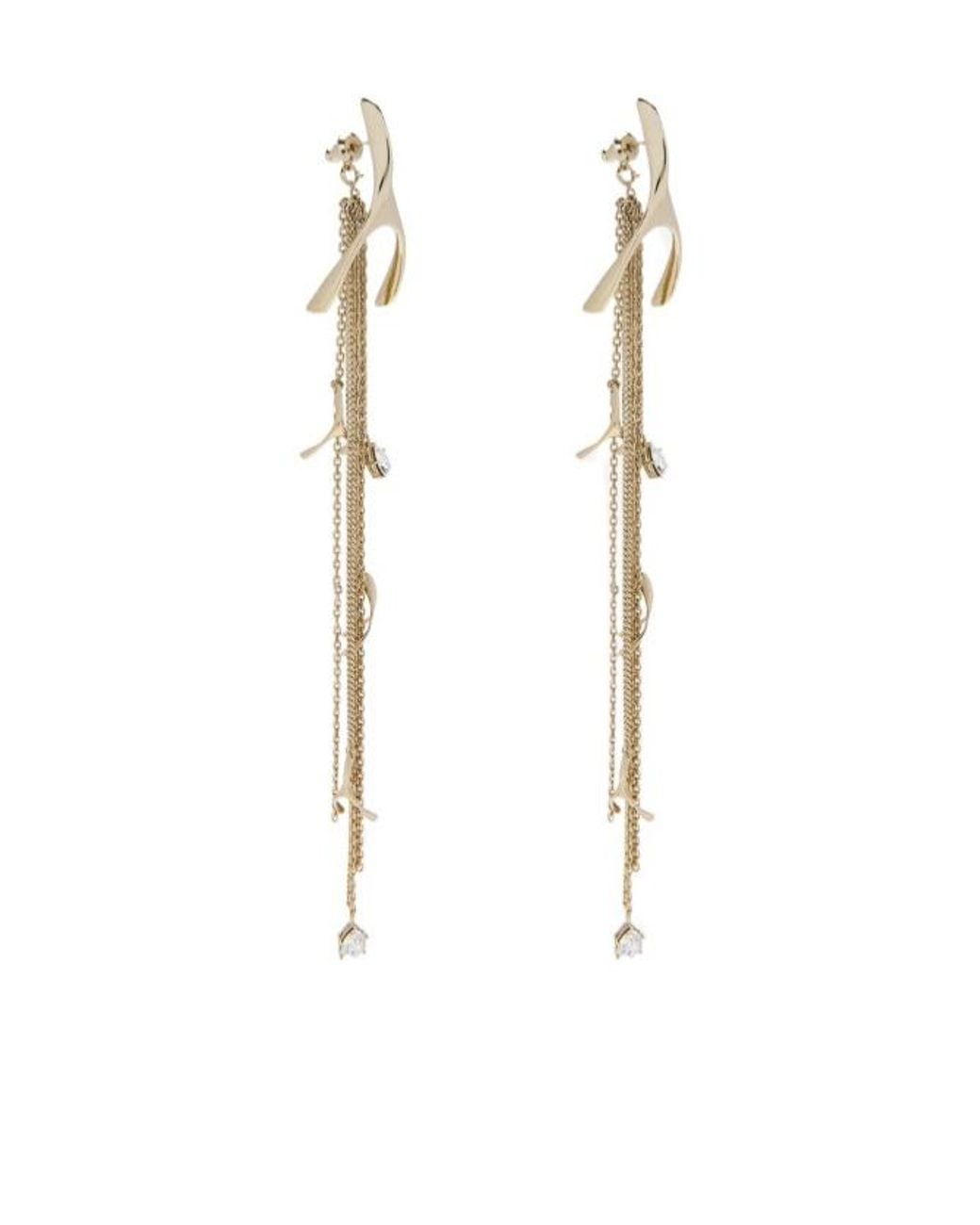 McQueen White Chain Pendant Earrings