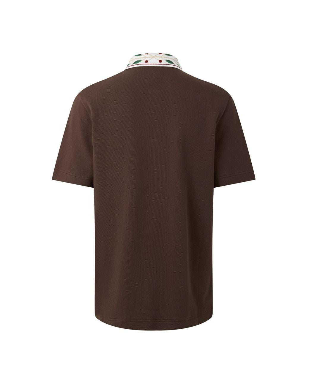 Casablanca Brown Short Sleeve Embroidered Polo Shirt for men