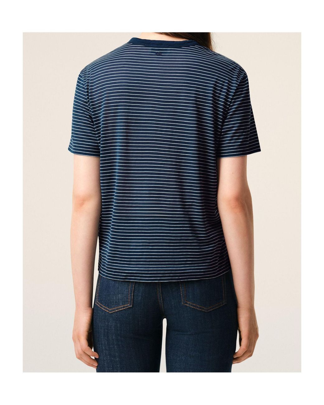 AMI Blue Ami Ami De Coeur Striped T-Shirt
