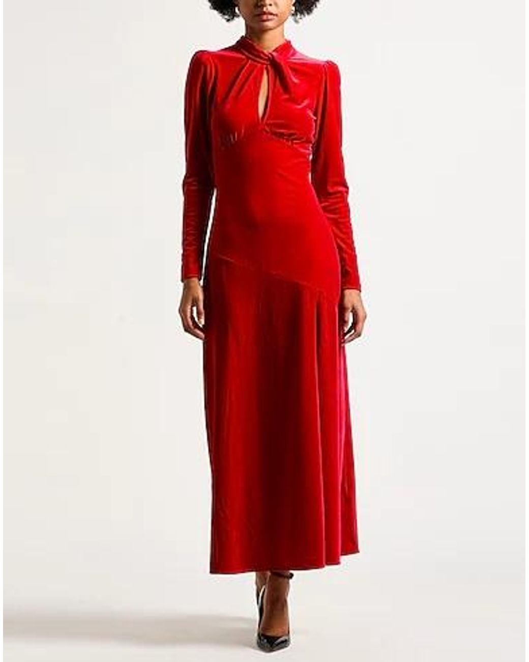 Ganni Red Velvet Dress