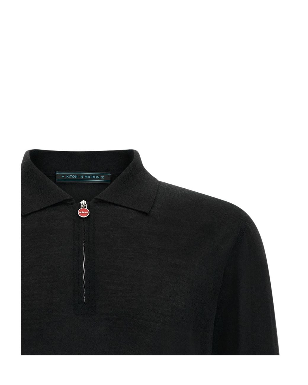 Kiton Black Long Sleeved Zipped Knitted Polo Shirt for men