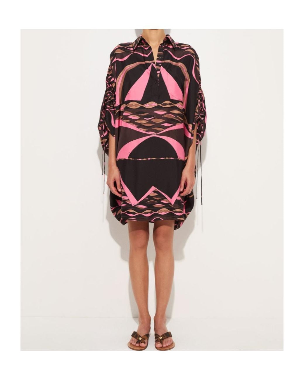 Emilio Pucci Multicolor Dune Print Silk Kaftan